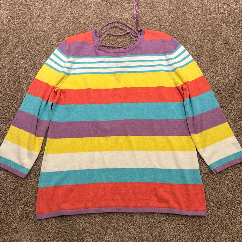 Colorful Striped Women's Sweater - Picture 1 of 5
